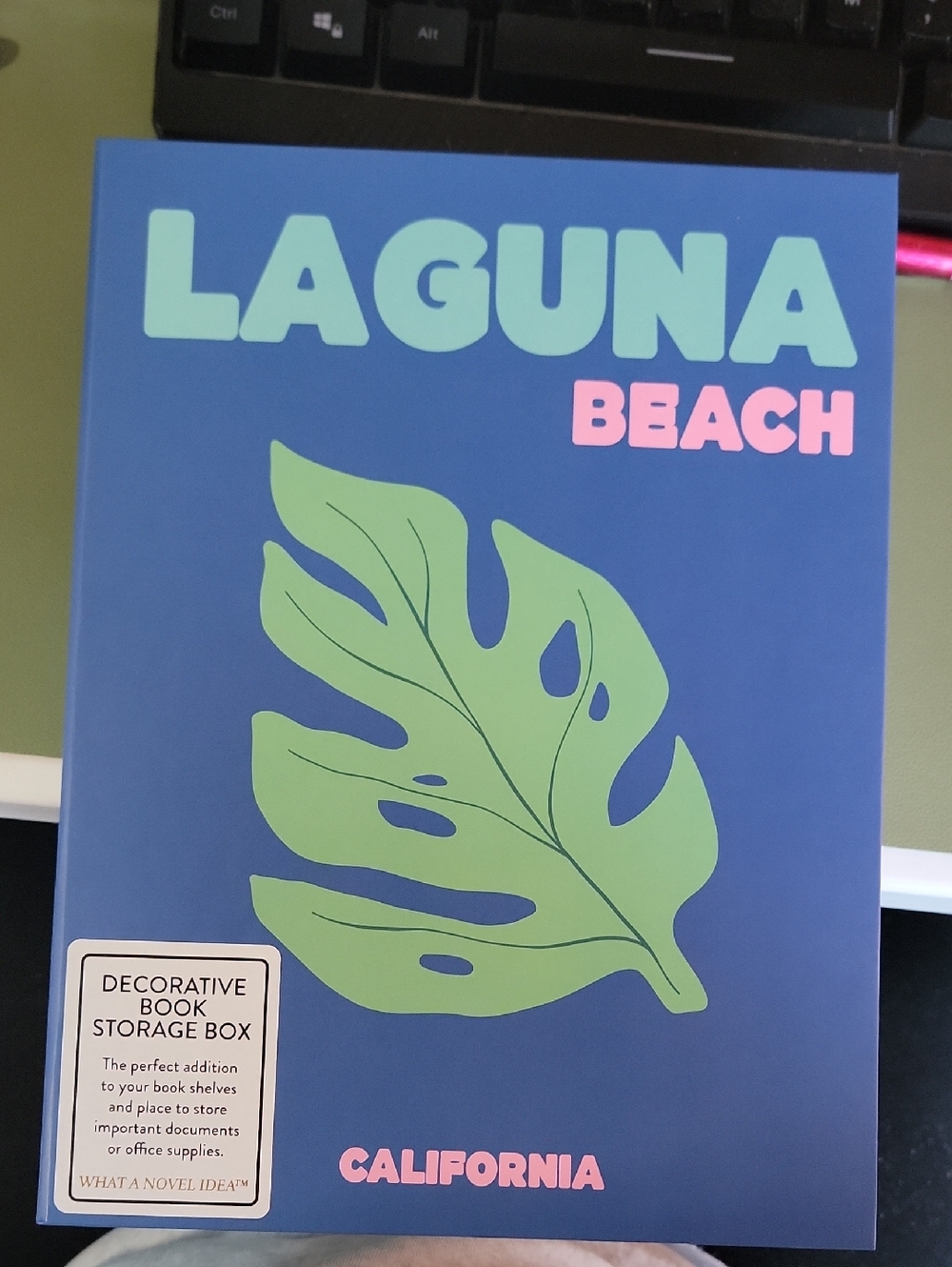 Decorative Laguna Beach Blue Book Storage Box - California